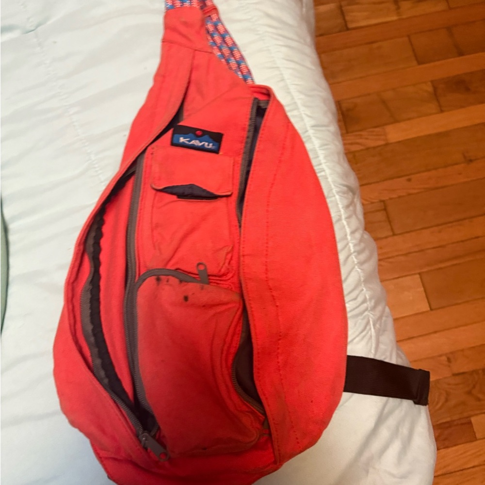 Kavu Red Crossbody Bag Durable Synthetic Fabric